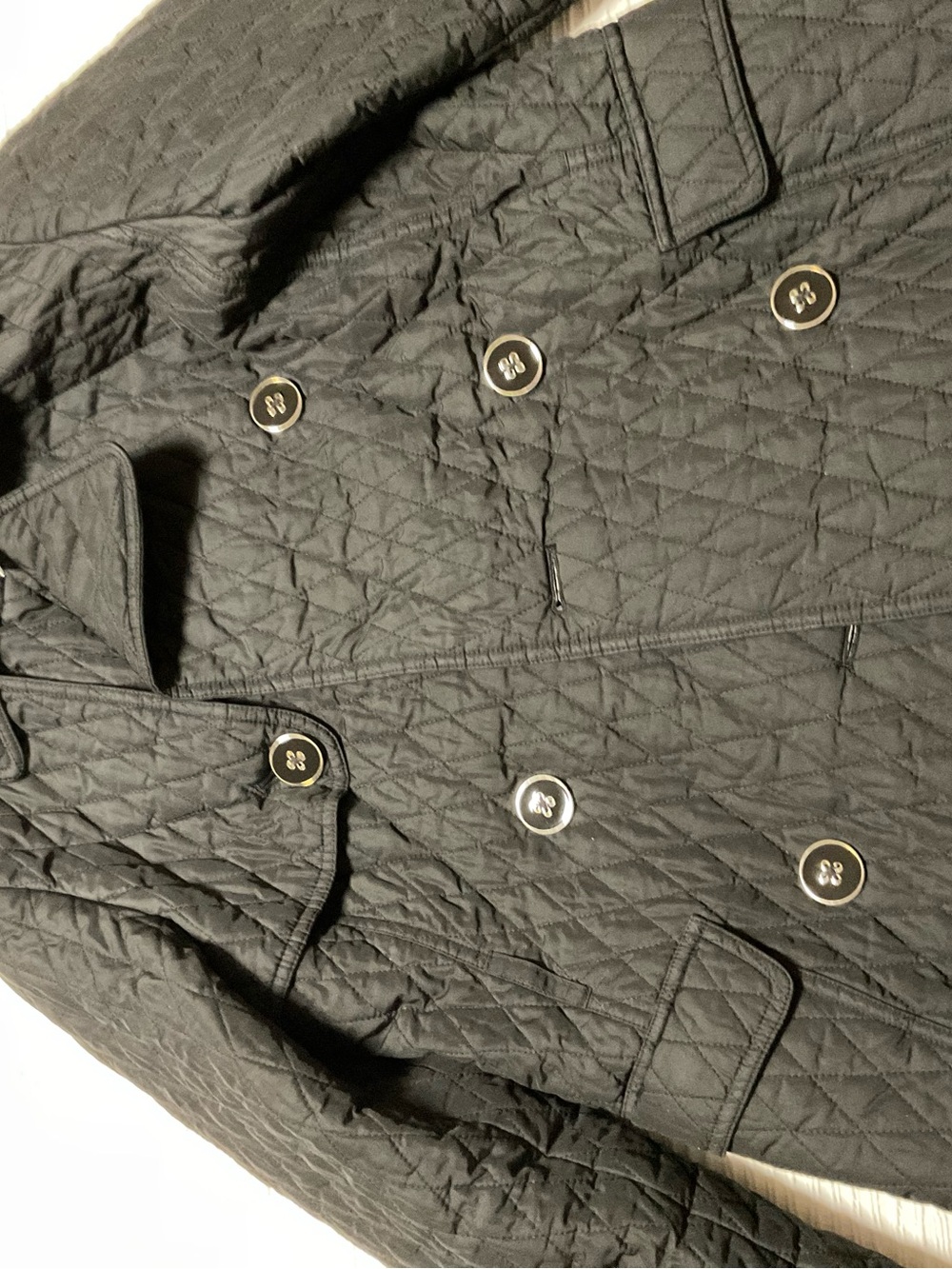 Kate Hill Black Quilted Button-Front Puffer Jacket